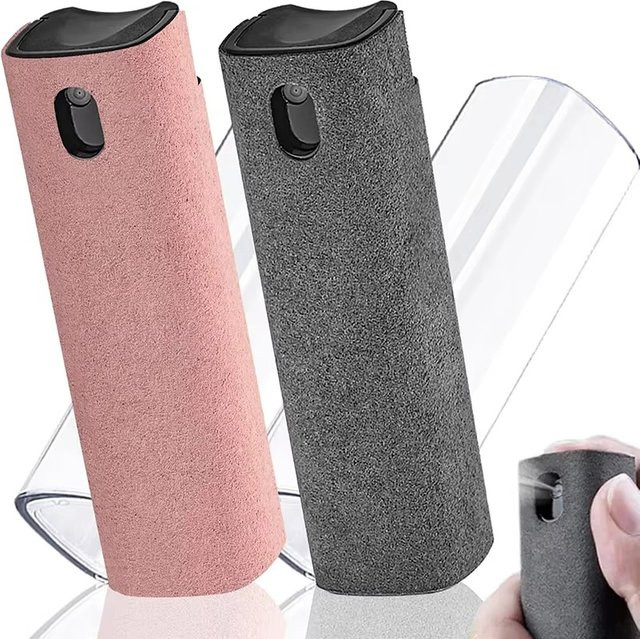 KAFNHCKA 2-in-1 Mini-Bildschirmreiniger mit Sprühflasche und Mikrofasertuch-Set in Blau für Computer und Handy - Bild 1