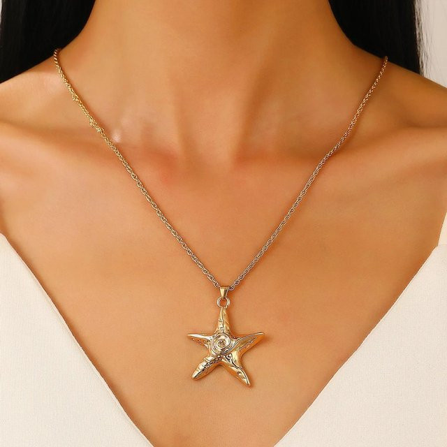 Lucky Star Jewelry Halskette Seestern-Anhänger, Edelstahl, Zirkon, Damen, goldfarben - Bild 1