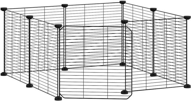 vidaXL 8-teiliger Haustierkäfig aus pulverbeschichtetem Stahl mit Tür, Schwarz, B/T/H: 35 x 35 x 35 cm - Bild 1