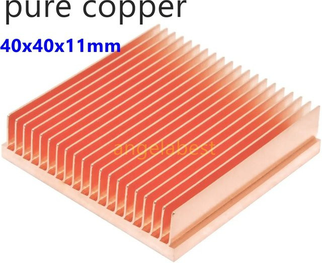 Kühlkörper aus reinem Kupfer mit Skiving Fin für die Elektronik-Kühlung von CHIP und IC, Farbe: Orange, B/T/H: 4,0 x 4,0 x 1,1 cm - Bild 1
