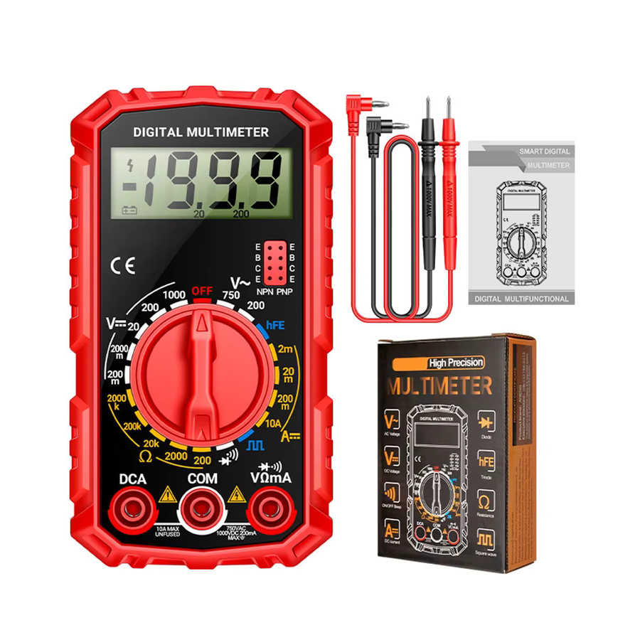 ANENG SZ308 Digitales Multimeter mit Rechteckwellen-Tester, AC/DC Spannung und 10A Strommessung, HFE Triode und Buzzer, Farbe: Rot - Bild 4