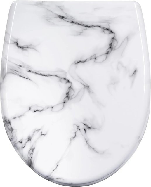 WOLTU WC-Sitz aus Duroplast in Weiß mit Soft-Close-Absenkautomatik und Schnellbefestigung, oval, Breite: 45,5 cm, Tiefe: 37,1 cm, Höhe: 2,3 cm - Bild 1