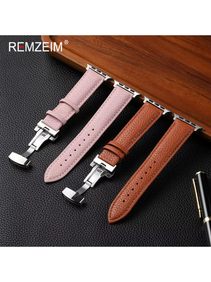 REMZEIM Uhrenarmband Leder, Schmetterlingsschnalle, Damen - Bild 2