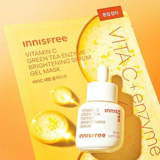 Innisfree Vitamin C Grüner Tee Enzym Aufhellendes Serum Gel Maske Set, 25 ml - Bild 1