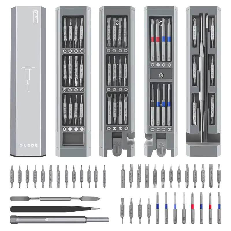Galacok 71-in-1 Schraubendreher-Set mit magnetischen Bits in Grau für präzise Reparaturen an iPhone, Xiaomi, Uhren und PC - Bild 4