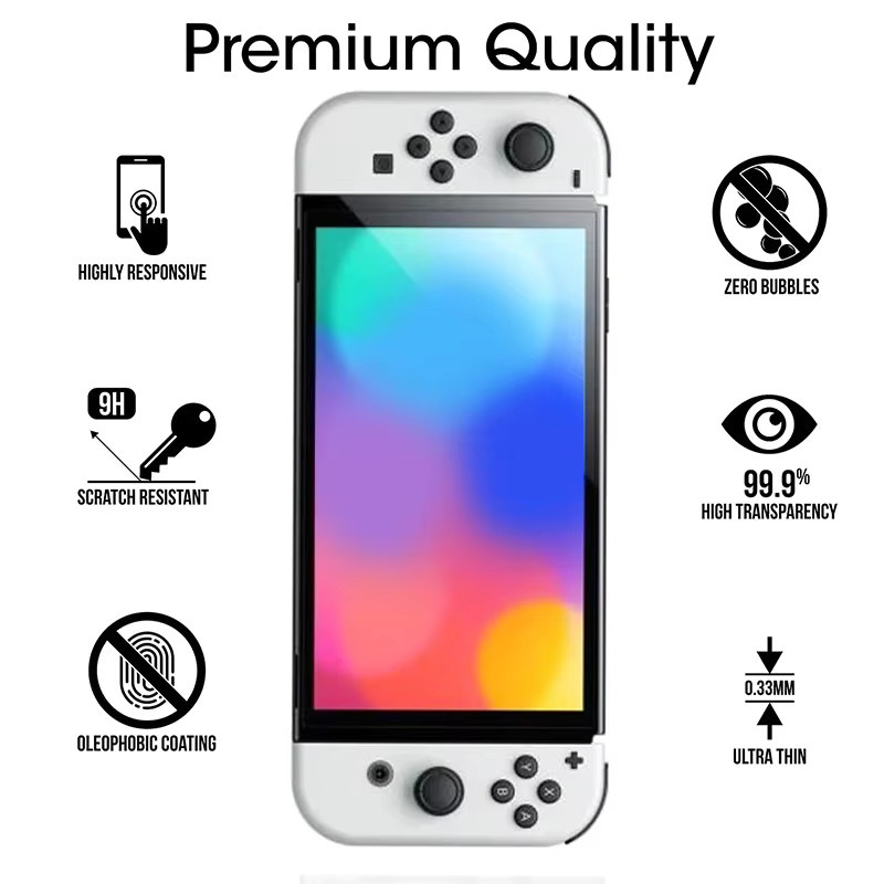 DATA FROG 2er-Set Displayschutzfolie aus gehärtetem Glas mit 9H HD Schutz für Nintendo Switch OLED, transparent - Bild 2