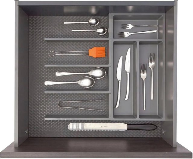 Ninka Besteckeinsatz mit Trenner Basis-Set aus Kunststoff in Dunkelgrau, Tiefe: 55 cm - Bild 1