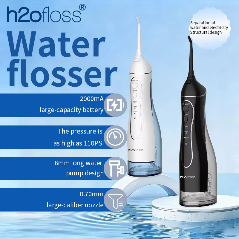 H2ofloss Wasser Flosser Munddusche, 300 ml, Schwarz, Unisex - Bild 2
