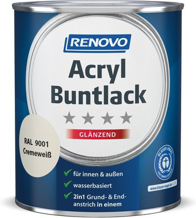 RENOVO Acryl-Buntlack für Holz, Weiß, glänzend, 0,75 l - Bild 1