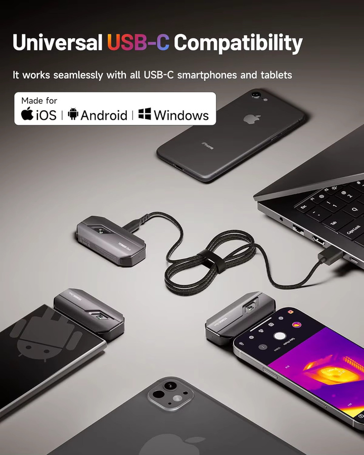 TOPDON TC002C DUO Wärmebildkamera mit 512x384 Auflösung und USB-C Anschluss für iPhone und Android, professioneller Infrarot-Imager für PCB und Hausinspektion - Bild 2