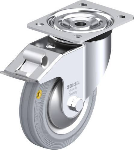 Blickle Lenkrolle L-RD 162R-FI-VLI-FA mit Feststeller, grau, verzinkter Stahl, Rad-Durchmesser: 160 mm, Tragfähigkeit: 225 kg - Bild 1