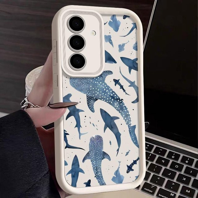 Shark Dolphin Print TPU Handyhülle für Samsung Galaxy A17 A56 A36 A26 A55 A16 A15 A35 A25 5G S25 Edge S22 S23 Ultra S24 FE in Multicolour - Bild 1