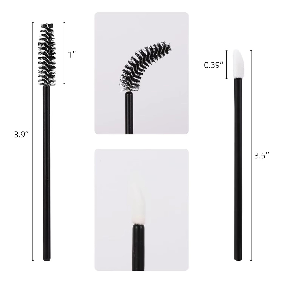 HUAZDS Spoolies Mascara-Stäbe und Lippenpinsel, 100 Stück, schwarz, Unisex - Bild 2