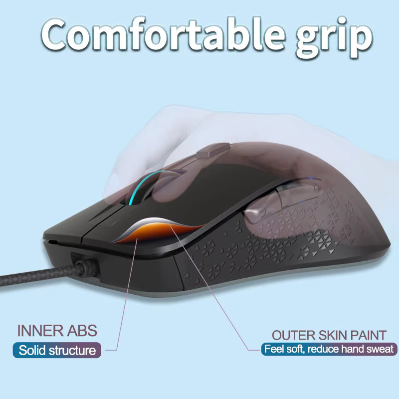 YINDIAO Ergonomische Kabelgebundene Gaming-Maus in Schwarz für PC und Laptop - Bild 5
