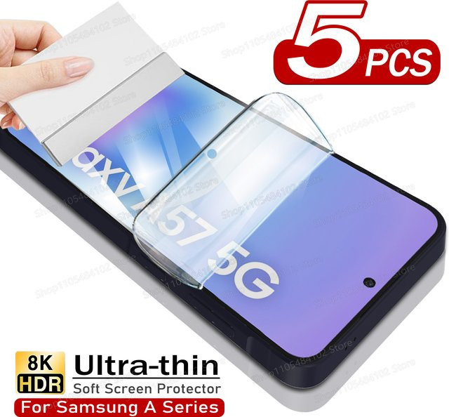 5 Stück Slim Hydrogel Displayschutzfolien für Samsung Galaxy A57 A56 A55 A16 A17 A15 A35 A36 A37 A26 A53 A52S A24 A34 A14 A54 5G, transparent - Bild 1