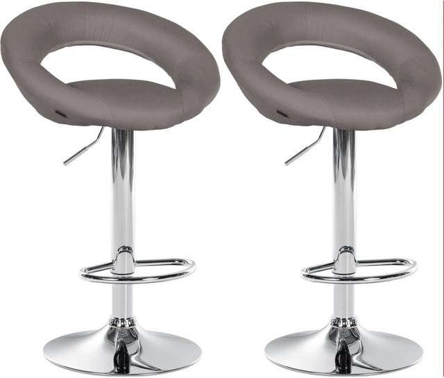 DELUKE 2er Set Barhocker MEKIM, höhenverstellbare Barstühle mit Lehne und Drehsitz, Stoff Grau, Silber, B/T/H: 52 x 47 x 77 cm - Bild 1
