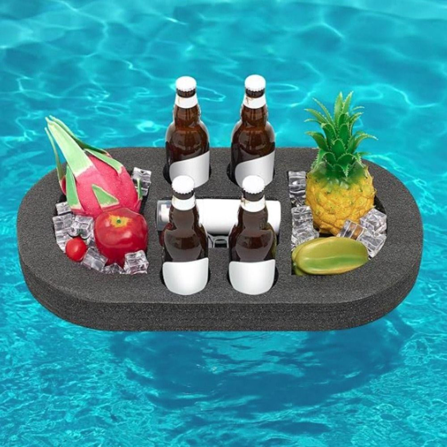 Beijieete Schwimmender Getränkehalter für den Pool, Wasserdichte Eisbar mit Mehrloch-Design, Schwarz - Bild 3