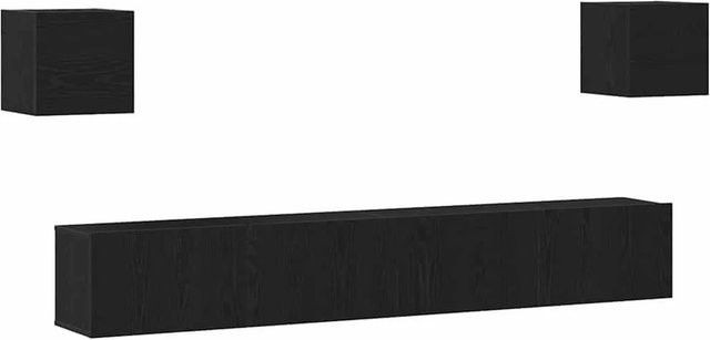 vidaXL TV-Schrankset modern in Eiche Schwarz, wandmontiert, B/T/H: 200 x 30 x 30 cm - Bild 1