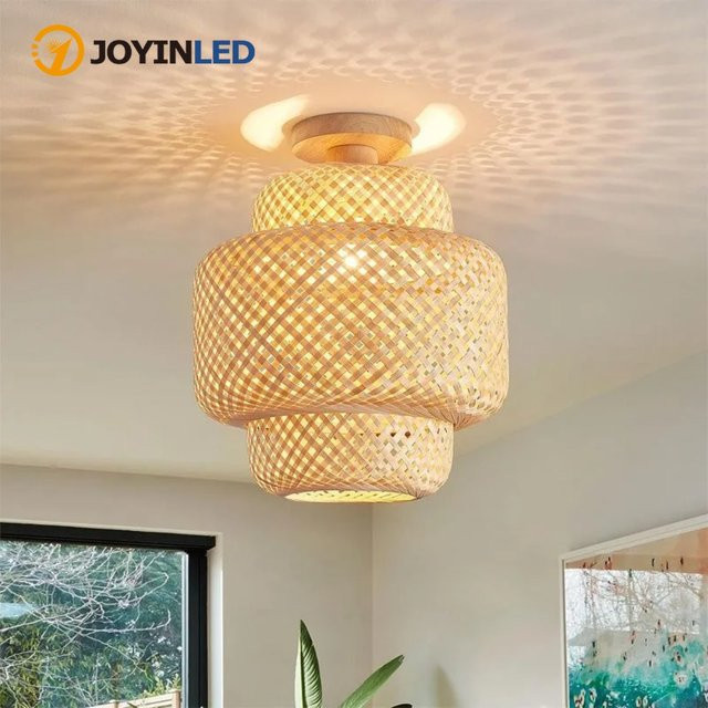 JOYINLED Bambus-Deckenleuchter in Braun, handgefertigte Boho Hängelampe mit E27 Fassung für dein Wohnzimmer, Höhe: 30 cm - Bild 1