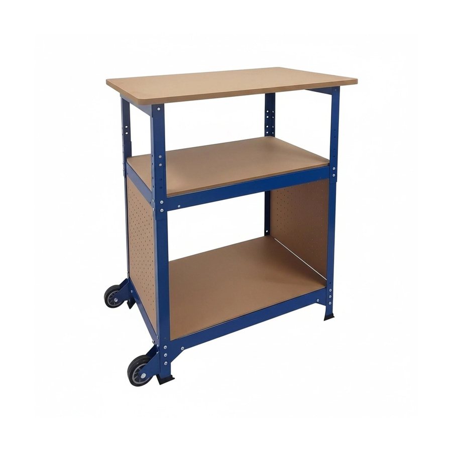 Relaxdays Werkbank aus Stahl und MDF in Blau, höhenverstellbar mit Rollen und Lochwand, B/T/H: 72,5 x 50 x 69,5 cm - Bild 2