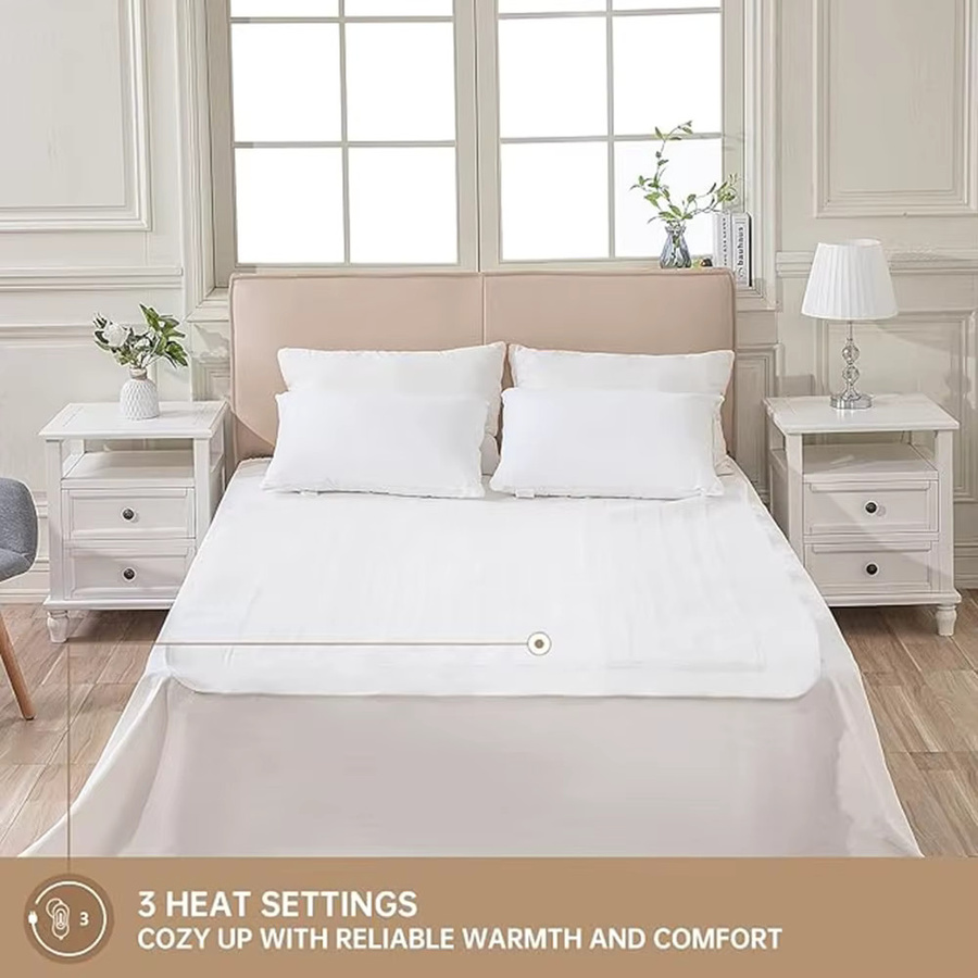 RuiAnBao Elektrische Heizdecke für Doppelbetten in Weiß mit Timer, Thermo-Matratzenauflage für den Winter, B/T: 160 x 130 cm - Bild 4