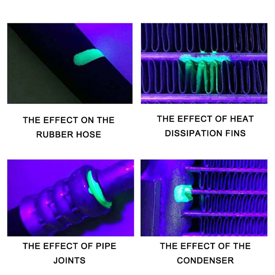 UV-Lecksuchset mit 12 LED UV-Taschenlampe und Schutzbrille in Gelb zur Lecksuche bei Auto-Klimaanlagen - Bild 3