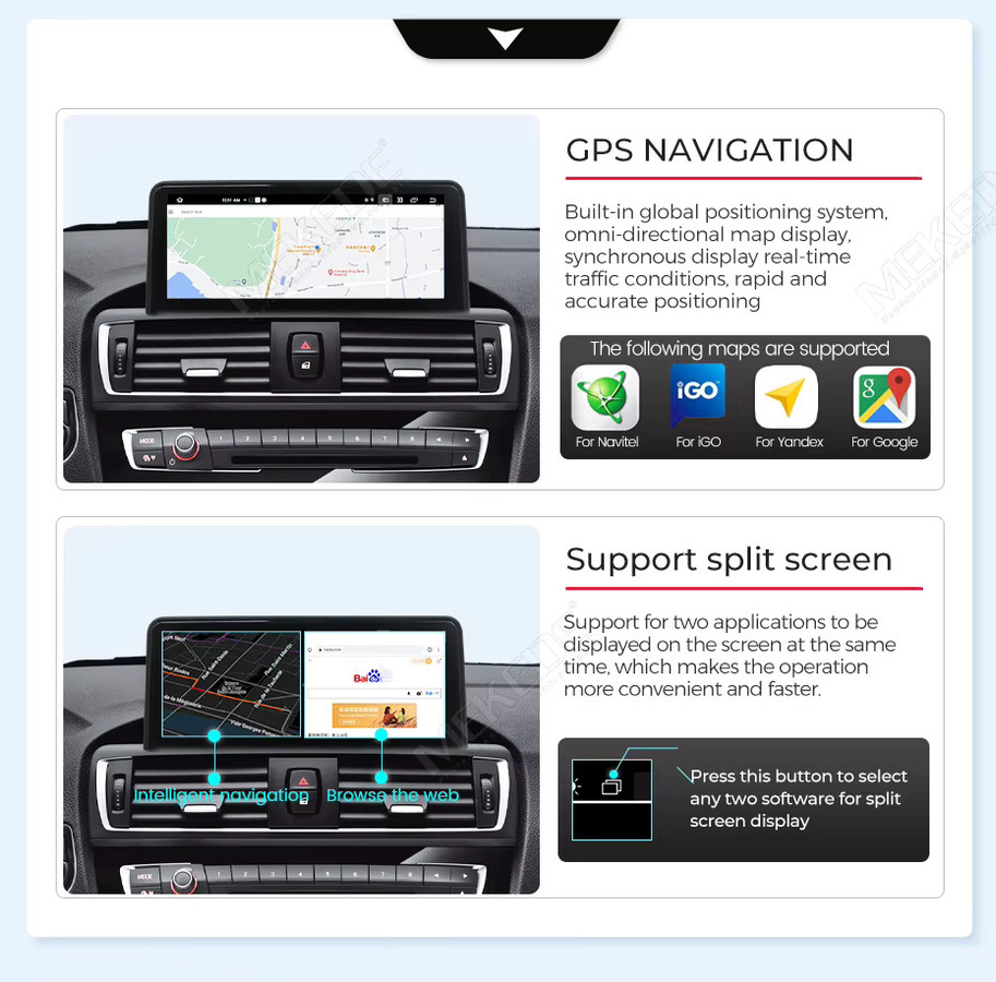 MEKEDE Android Auto und CarPlay Autoradio mit 10,25 Zoll Touchscreen für BMW 1er 2er Serie F20 F21 F22 F23 NBT, Multimedia Player mit GPS, Bluetooth, WiFi und 4G LTE, Farbe: Schwarz - Bild 6