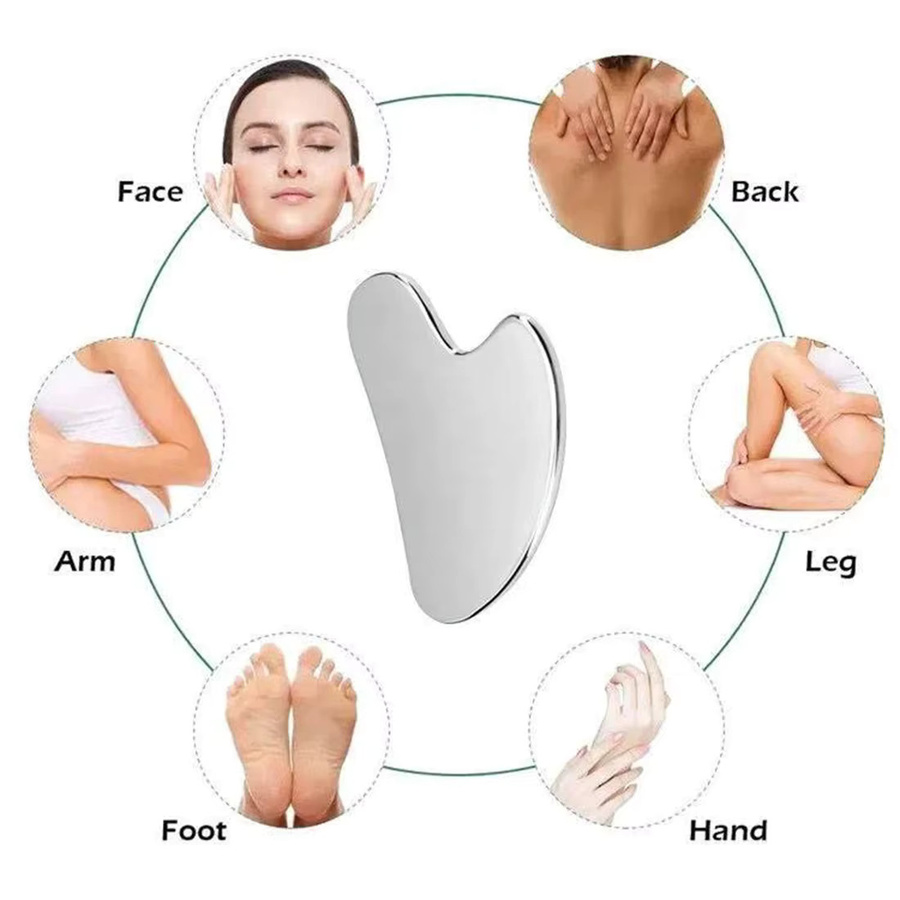 Boermeize Gua Sha Massagegerät aus Edelstahl, Gesicht und Körper, Unisex - Bild 4