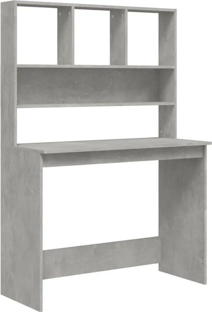 vidaXL Schreibtisch mit Regal in Betongrau aus Holzwerkstoff, B: 102 cm, T: 45 cm, H: 148 cm - Bild 1