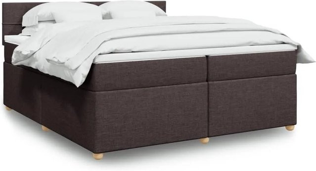 vidaXL Boxspringbett mit Matratze Dunkelbraun, Hybridbett mit USB-Ladeport und Unterbettbeleuchtung, B/T: 200 x 200 cm - Bild 1