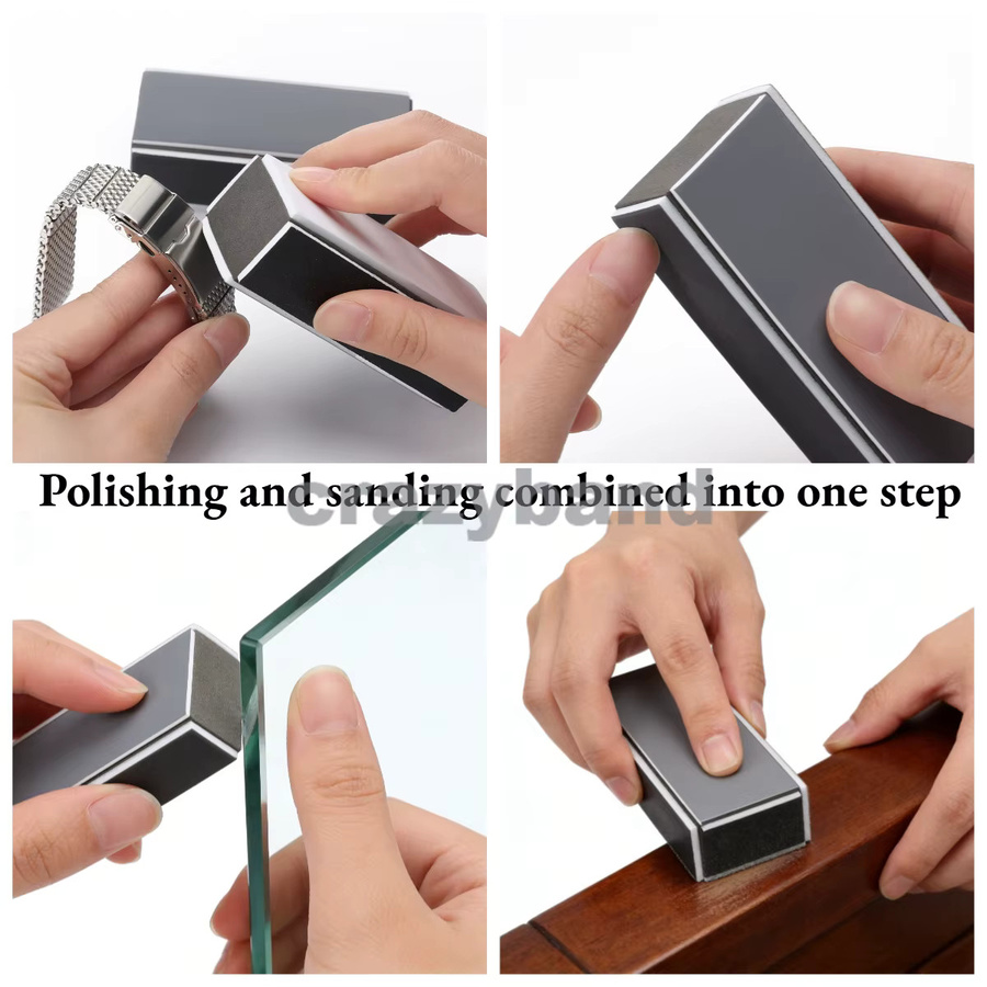 2-in-1 Polierblock mit Schwamm und Schleifpapier in Grün, B/T/H: 90 x 40 x 30 mm - Bild 3