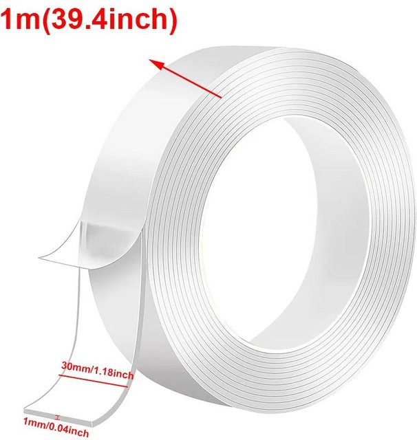 Yiran Nano-PET Doppelseitiges Klebeband Transparent Ultrastark Waschbar zur Dekoration - Bild 1