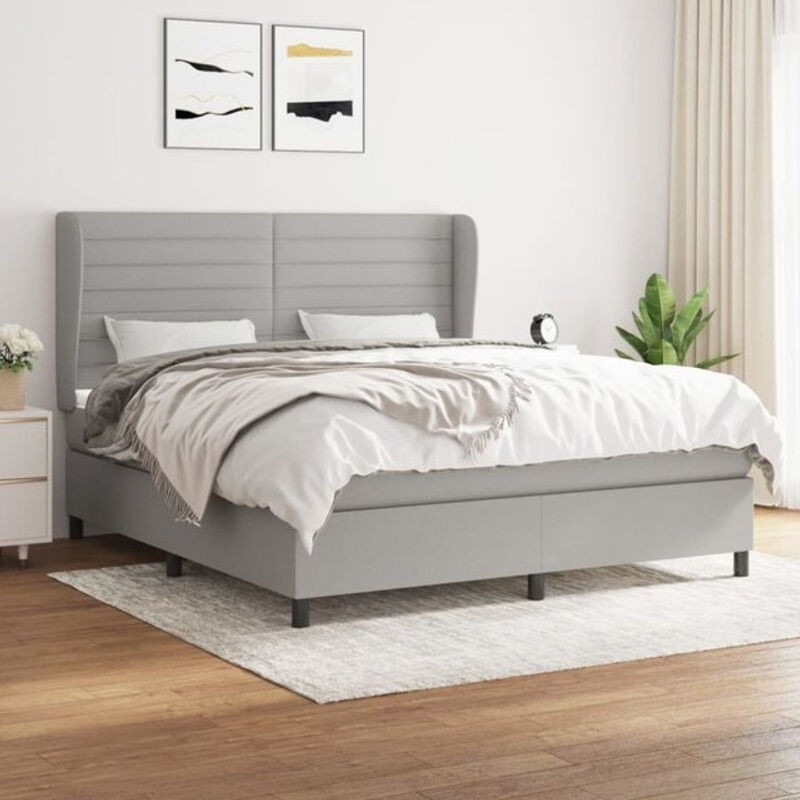 Vidaxl Boxspringbett mit Matratze aus Stoff in Grau B/T/H: 160 x 200 x 118 cm - Bild 1