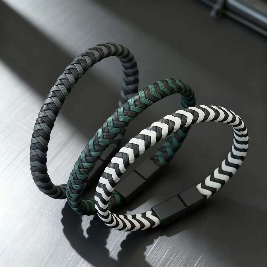 Noter Herrenarmband, geflochten, Schwarz - Bild 1