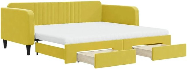 vidaXL Tagesbett ausziehbar mit Schubladen in Gelb, Samt, B/T/H: 223 x 100 x 75 cm - Bild 1