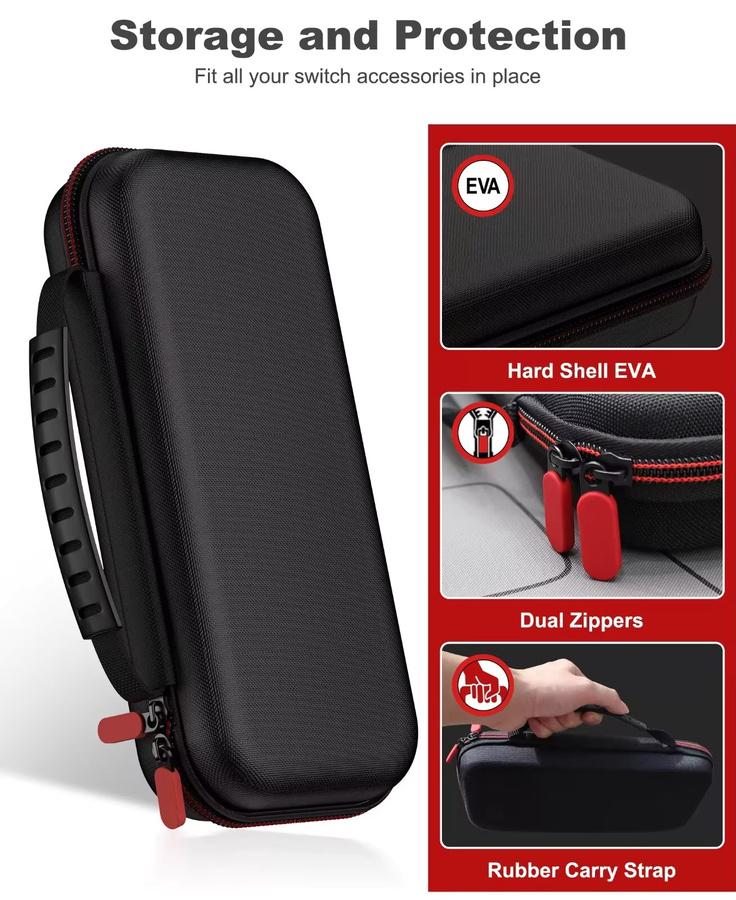 BEBONCOOL Tragetasche für Nintendo Switch, Switch OLED und Nintendo Switch 2 in Schwarz mit großem Fassungsvermögen für Zubehör - Bild 3