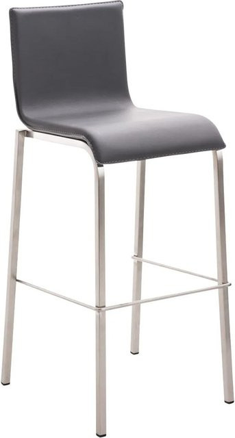 DELUKE Barhocker KELAN Barstuhl aus Kunstleder in Grau mit silbernem Edelstahlgestell, B/T/H: 43 x 51 x 103 cm - Bild 1