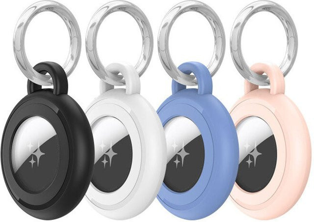 Dux Ducis Secure Hülle für Apple AirTag, 4er Set, Schwarz, Weiß, Blau und Rosa - Bild 1