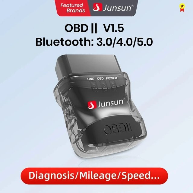 Junsun Auto-Scanner Mini Elm327 Bluetooth OBD2 v3 Diagnose-Adapter in Schwarz - Bild 1