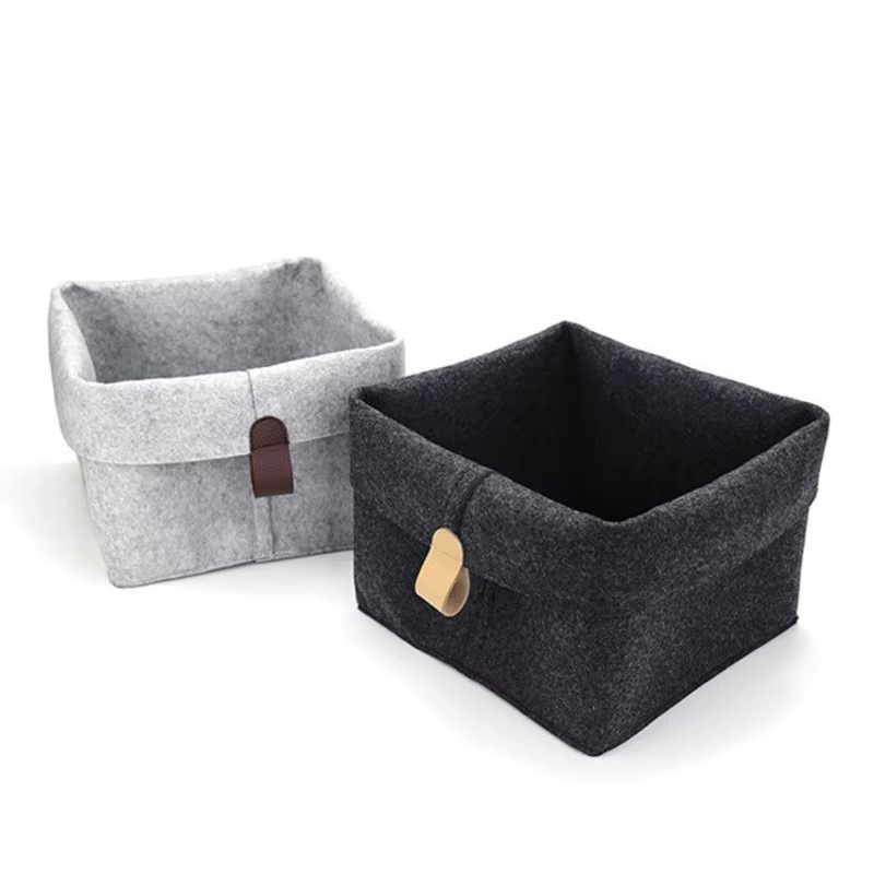 Schreibtisch-Organizer Korb aus Filz in Grau als Aufbewahrungsbox für Snacks und Kleinteile, B: 20,0 cm, T: 12,0 cm, H: 1,0 cm - Bild 6