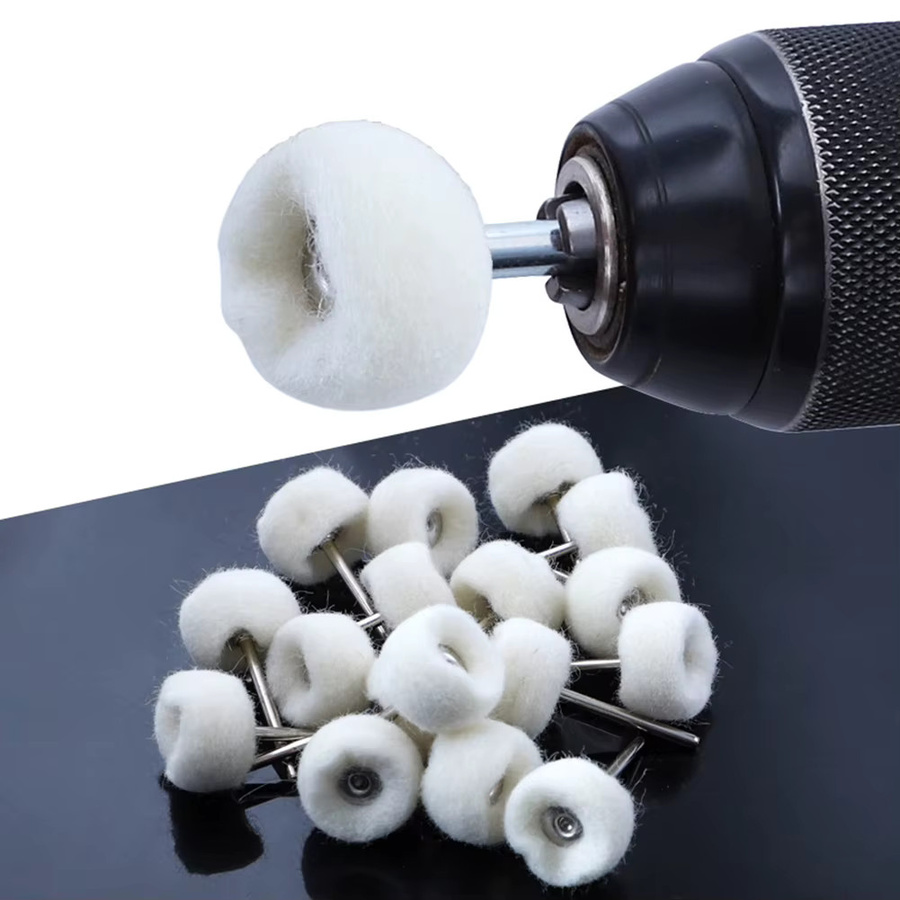 APWIKOGER Wollfilz Schleifscheiben mit 3 mm Schaft und 2,5 cm Durchmesser für Dremel und Bohrmaschinen, 1–10 Stück - Bild 3