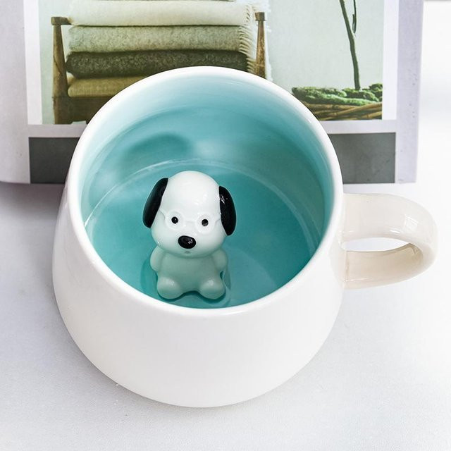 CPLIFE Keramik Becher mit süßem Tier-Design in Weiß, 350 ml - Bild 1