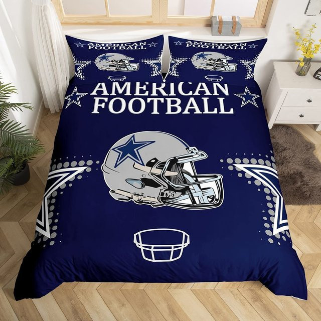 Jinmeige Rugby Sport Bettwäsche Set mit Deckenbezug und 2 Kissenbezügen, Black Tie Dye Design, B/H: 140 x 210 cm - Bild 1