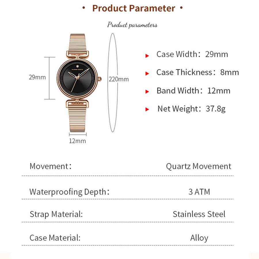 Hannah Martin Armbanduhr Edelstahl, Roségold, 29 mm, Damen - Bild 3