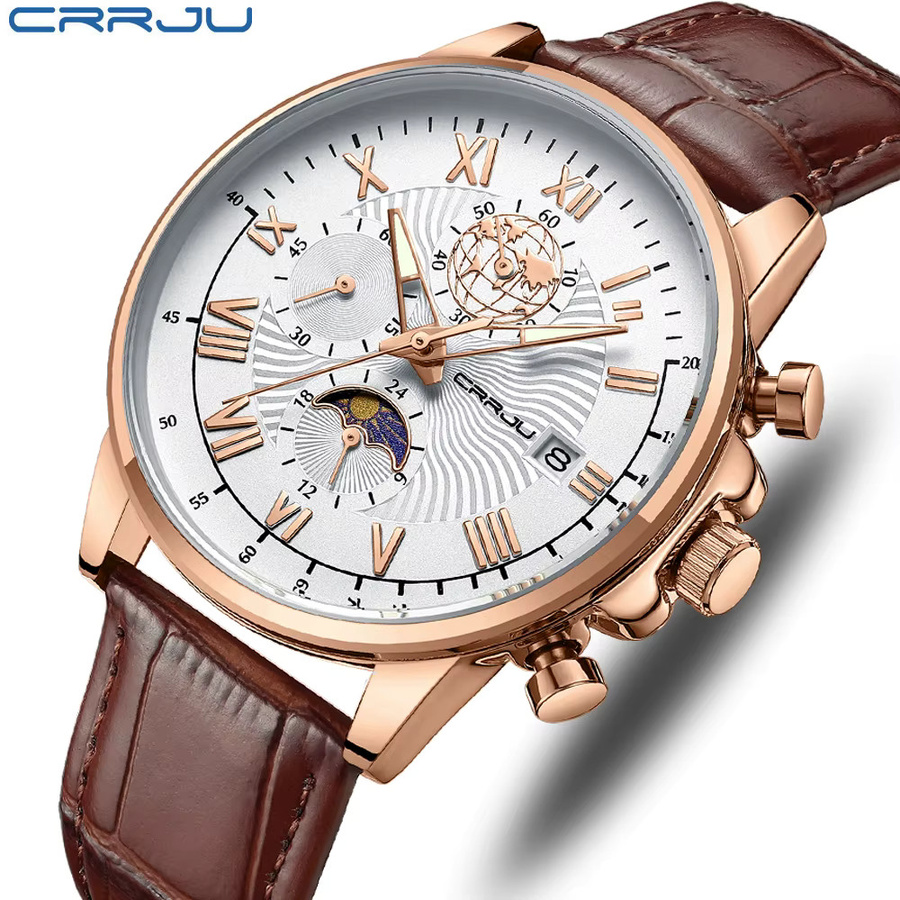 CRRJU Herrenuhr, Analoguhr, Quarz, Edelstahl, Gold, Herren - Bild 4