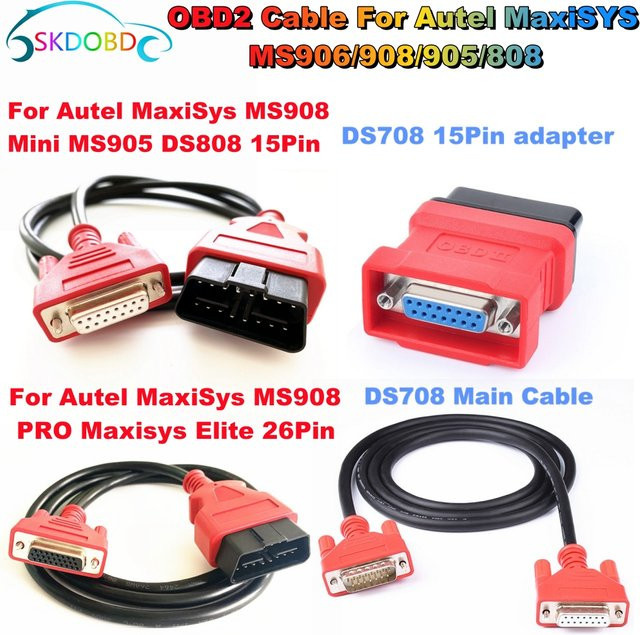 Autel OBD2 Haupttestkabel J2534 Adapter für MaxiSys MS908 Pro, DS708, MS906, MS905 und MS808, 16-Pin Auto Diagnose Tool, Rot - Bild 1
