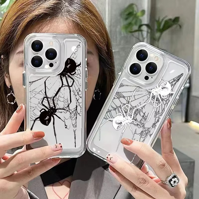 Stoßfeste Silikon-Schutzhülle mit Spinnenmuster für iPhone 11 12 13 14 15 Pro Max XS X XR 7 8 Plus in Transparent - Bild 2