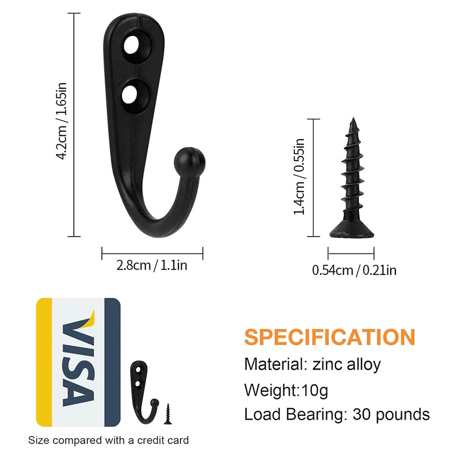 Lekefever Wandhaken Set aus Legierung für Mäntel, Taschen und Schlüssel in Schwarz oder Weiß - Bild 4