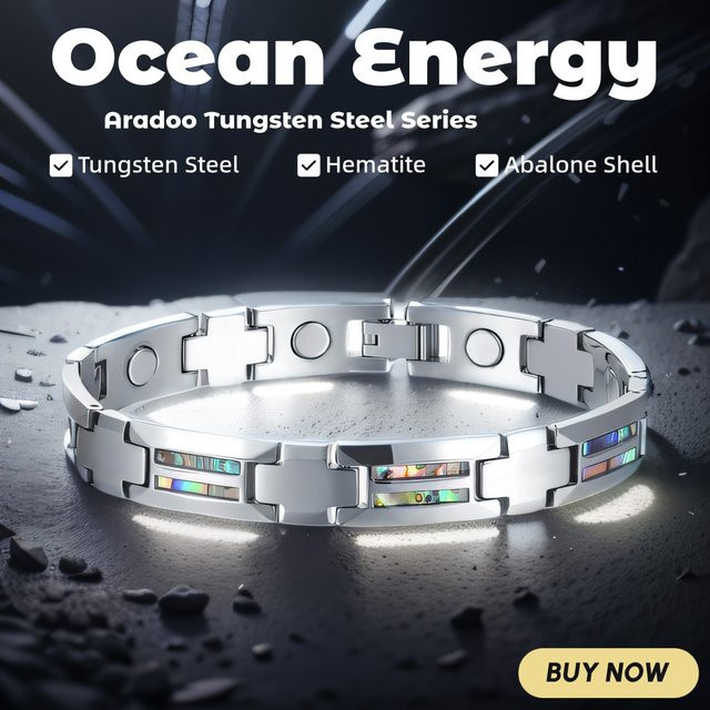 Aradoo Armband, Wolframstahl, Abalone-Muschel, schwarze Keramik, Hämatit, Herren - Bild 1