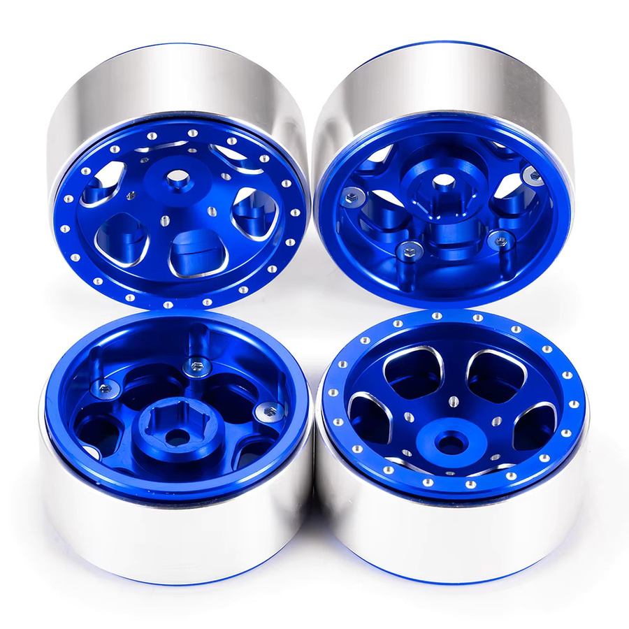 YEAHRUN Beadlock Felge Radnabe, 4-teiliges Set, Metall, Grau, 1:18 - Bild 2